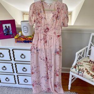 Pink floral silk LoveShackFancy gown
